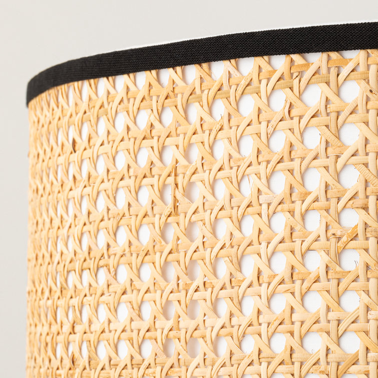 Dolores Soft Black and Natural Cane 3-Light Drum Pendant