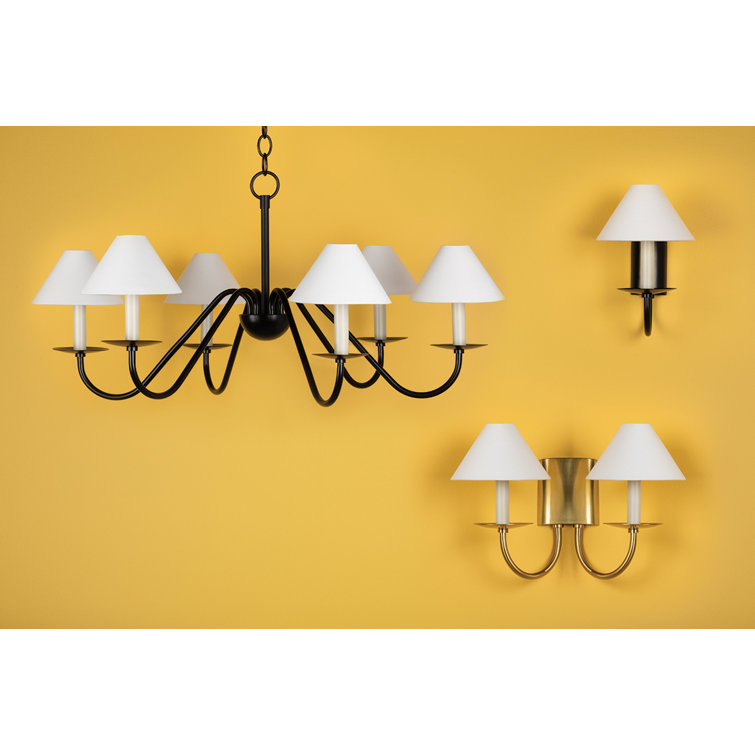 Lenore Soft Black and White Linen 6-Light Chandelier