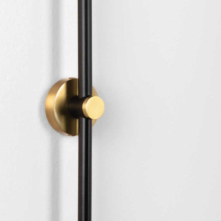 Aged Brass & Soft Black Dimmable Wall Sconce with White Glass Shade