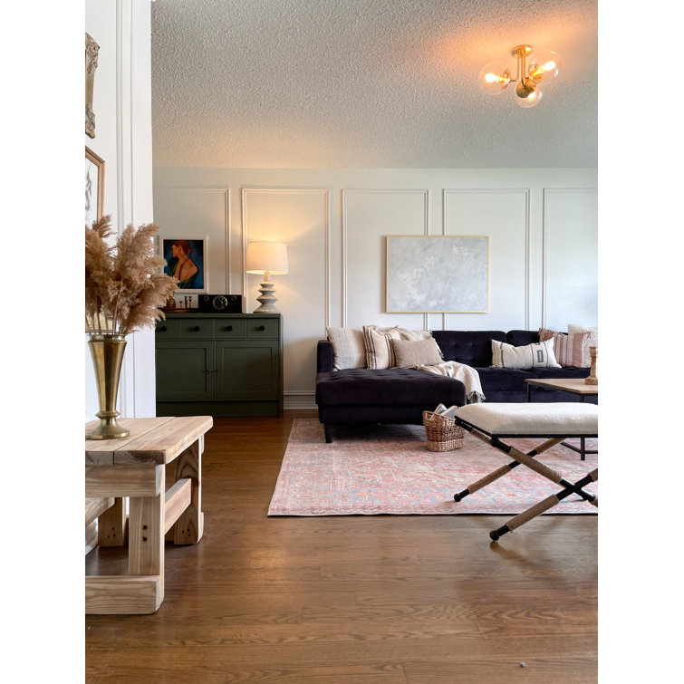 Meadow Transitional 3-Light Semi-Flush Mount in Aged Brass with Clear Globe Shades