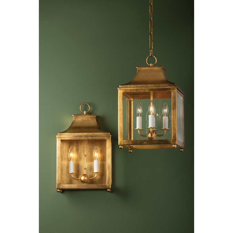 Vintage Gold Leaf 4-Light Glass Pendant