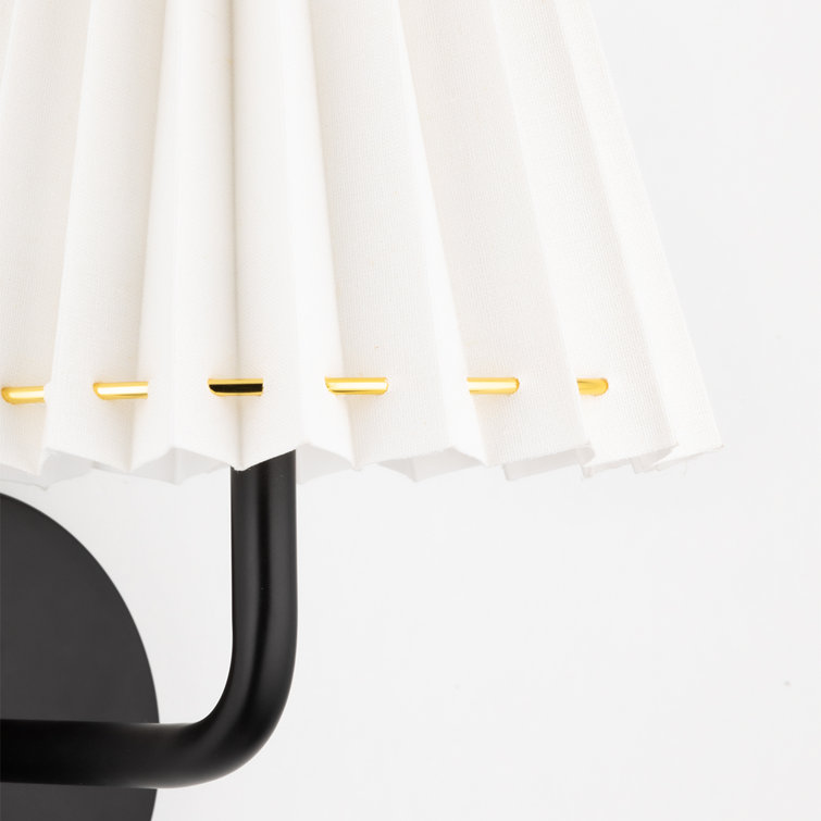 Demi Soft Black Pleated LED Wall Sconce with Metal Ring Accent