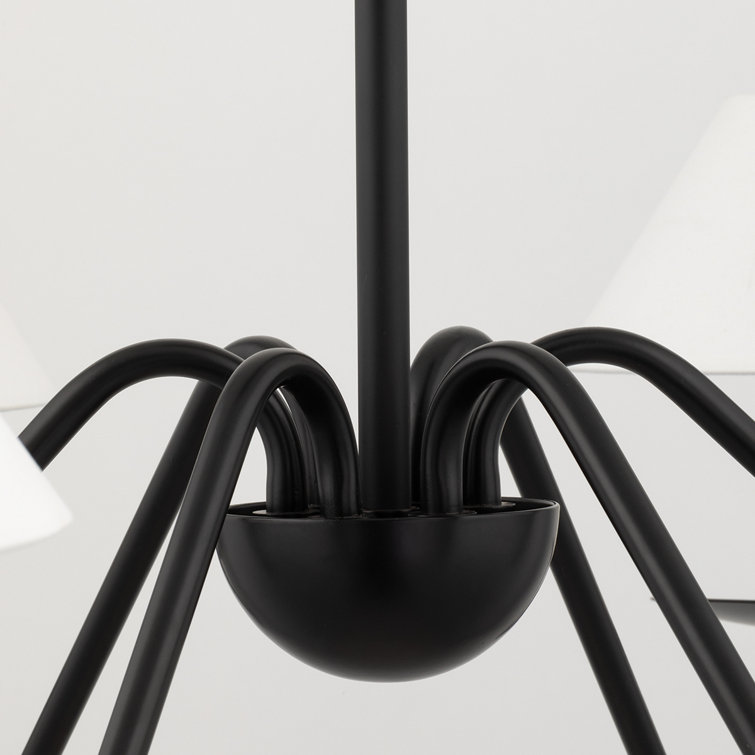 Lenore Soft Black and White Linen 6-Light Chandelier