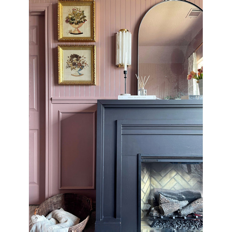 Aged Brass Cylinder Direct Wired LED Sconce with Spanish Alabaster Shade