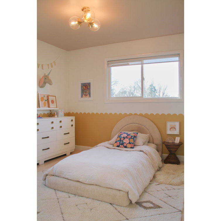 Meadow Transitional 3-Light Semi-Flush Mount in Aged Brass with Clear Globe Shades