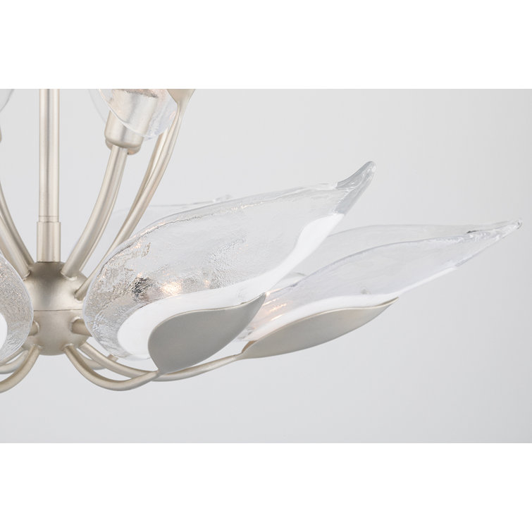 Silver Leaf Crystal Glass 10-Light Geometric Chandelier