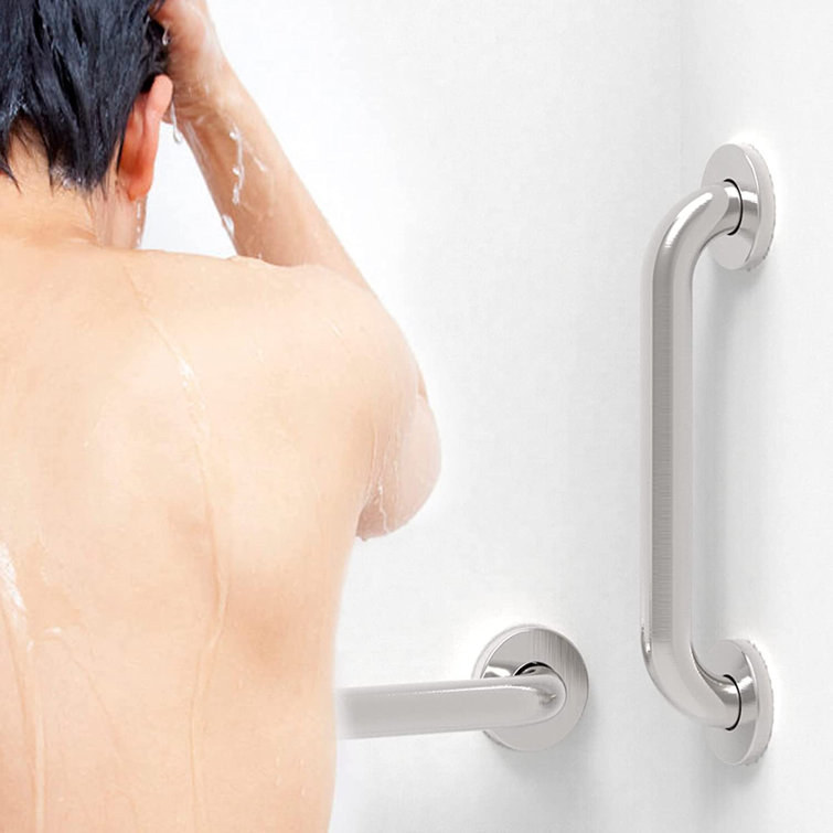 Silver Stainless Steel Bathroom Safety Handrail 15.2"