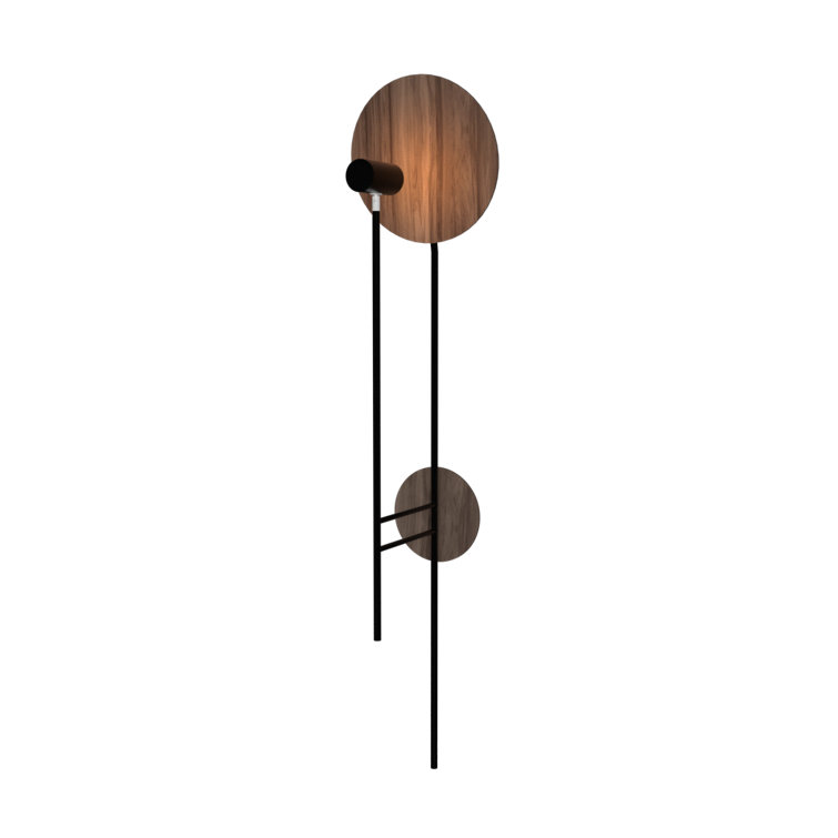 American Walnut and Black Tall Direct Wired Sconce