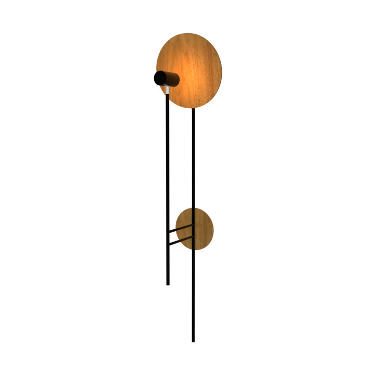 Black and Louro Freijó Wood Direct Wired Sconce