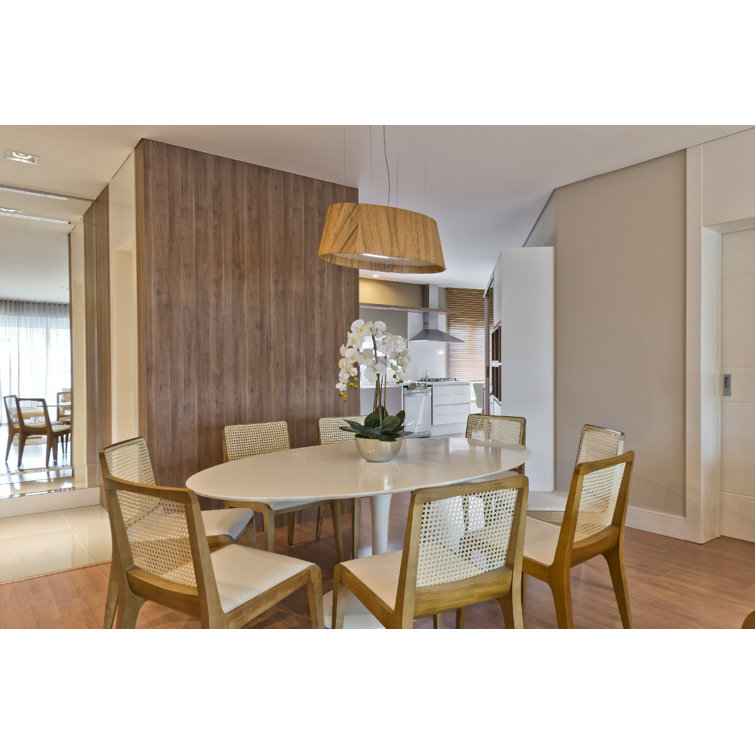 Teak Oval LED Pendant Light with American Walnut Finish