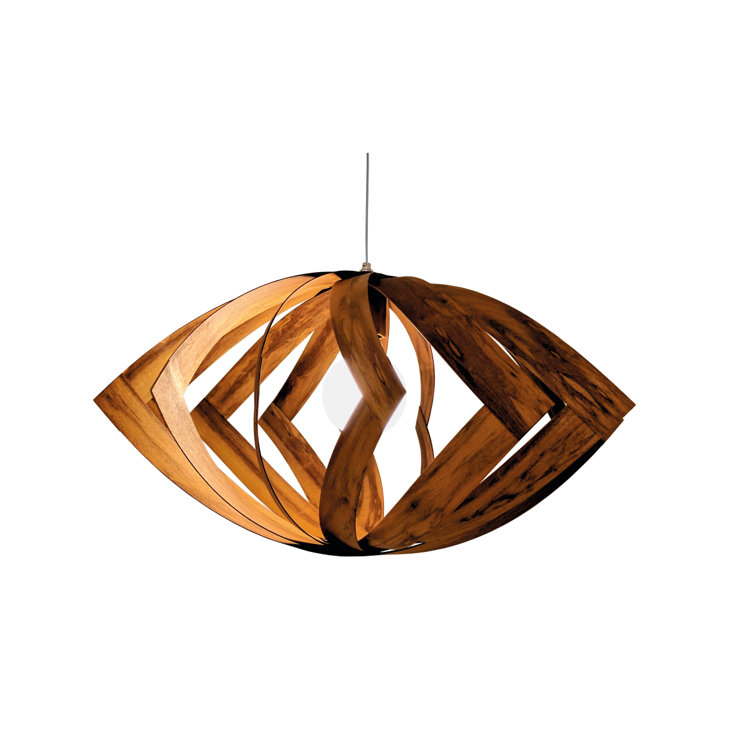 Imbuia Wood LED Indoor/Outdoor Geometric Pendant Light