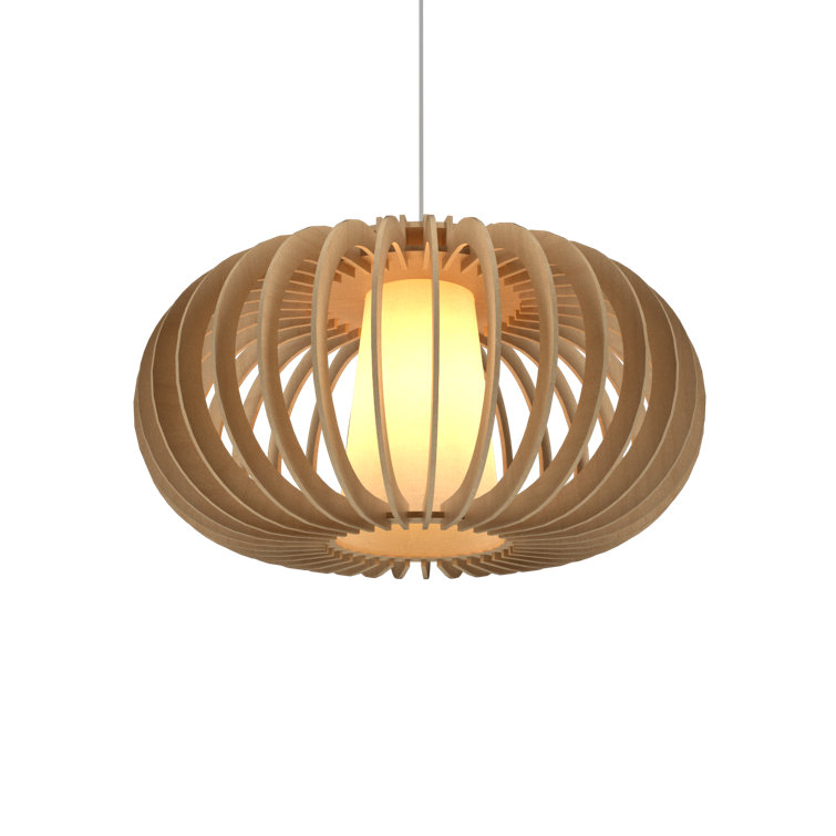 Maple Wood Geometric Pendant Light with LED