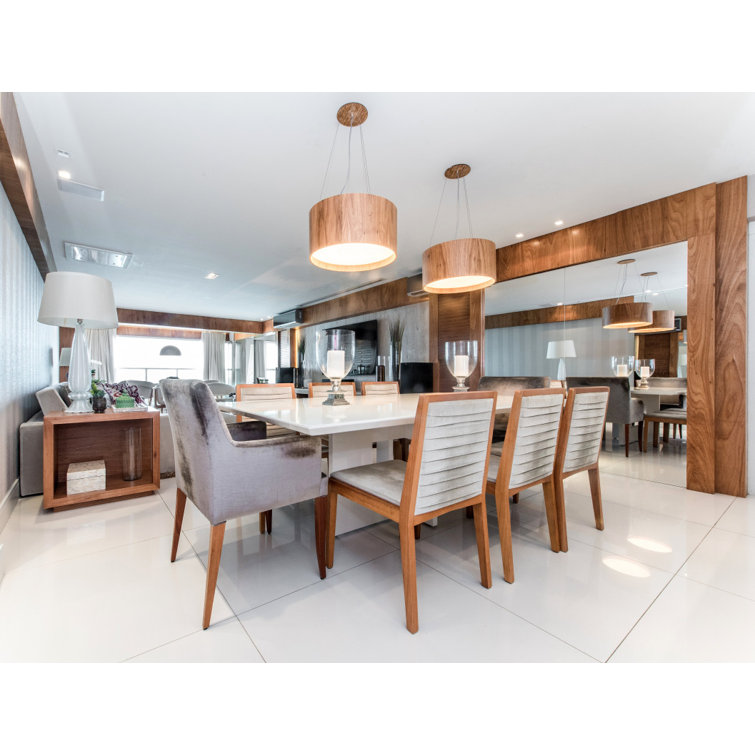 American Walnut Drum Chandelier with Black Finish