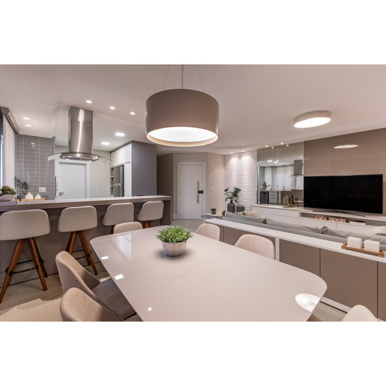 American Walnut LED Drum Pendant Light with Acrylic Diffuser