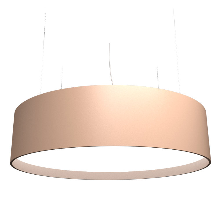 American Walnut LED Drum Pendant Light with White Acrylic Diffuser