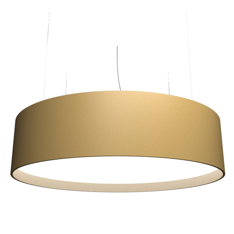 American Walnut LED Drum Pendant Light with White Acrylic Diffuser