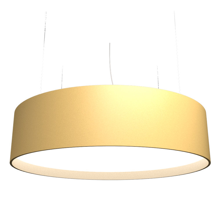 American Walnut LED Drum Pendant Light with White Acrylic Diffuser