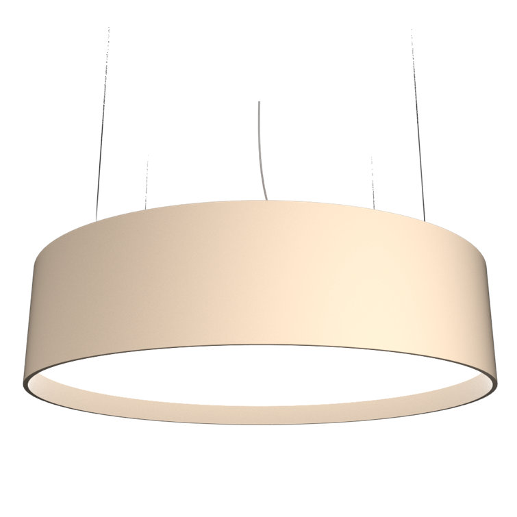 American Walnut LED Drum Pendant Light with White Acrylic Diffuser