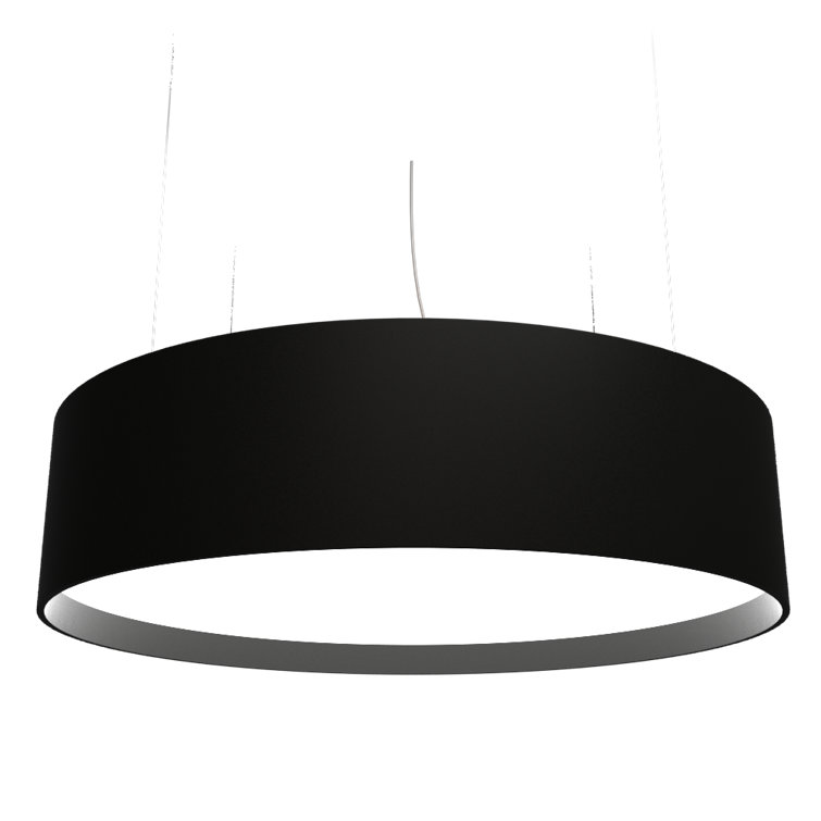 American Walnut LED Drum Pendant Light with White Acrylic Diffuser