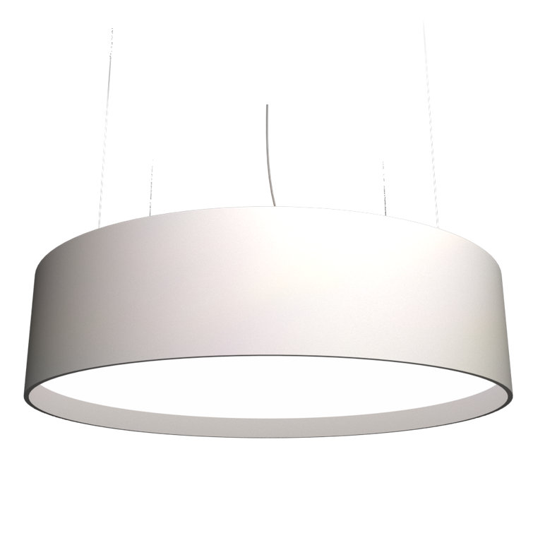 American Walnut LED Drum Pendant Light with White Acrylic Diffuser
