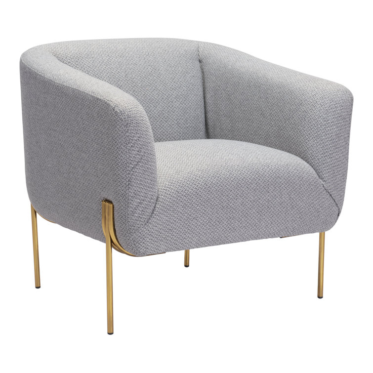Gray and Gold Curved Modern Accent Chair