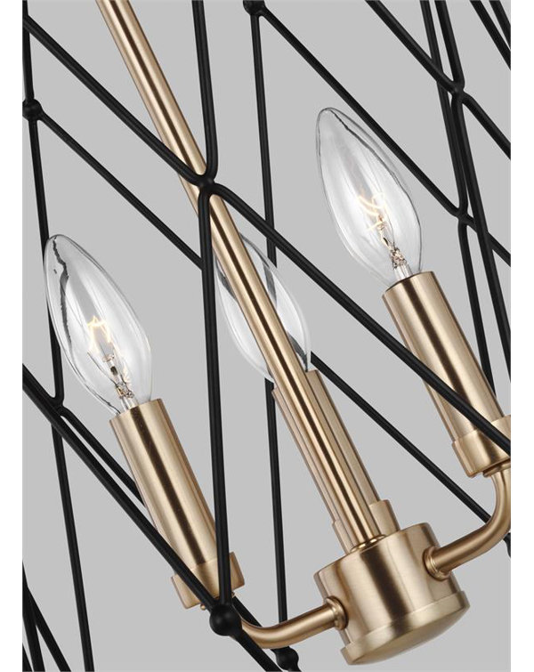 Zarra Satin Brass 3-Light Geometric Pendant