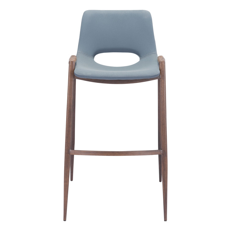 Gray Metal and Wood Contemporary Bar Stool Set