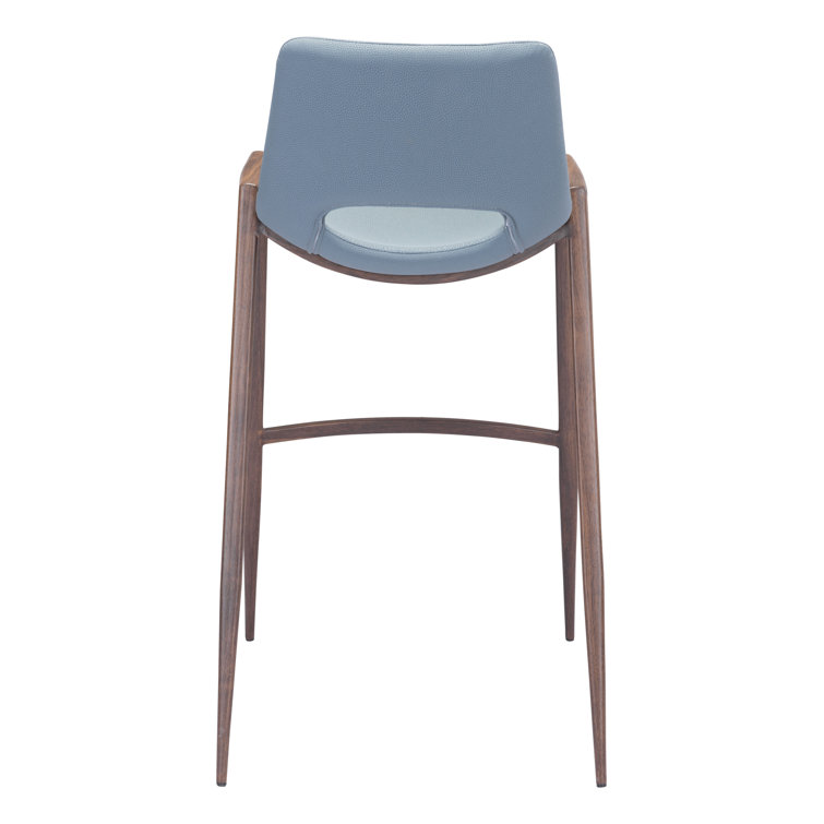 Gray Metal and Wood Contemporary Bar Stool Set