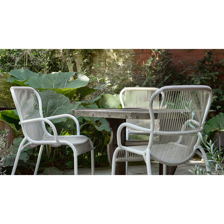 Alsop Modern Beige & Stone White Aluminum Outdoor Dining Chair