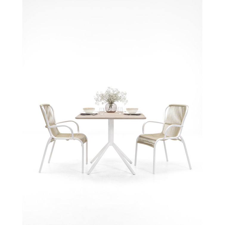 Alsop Modern Beige & Stone White Aluminum Outdoor Dining Chair