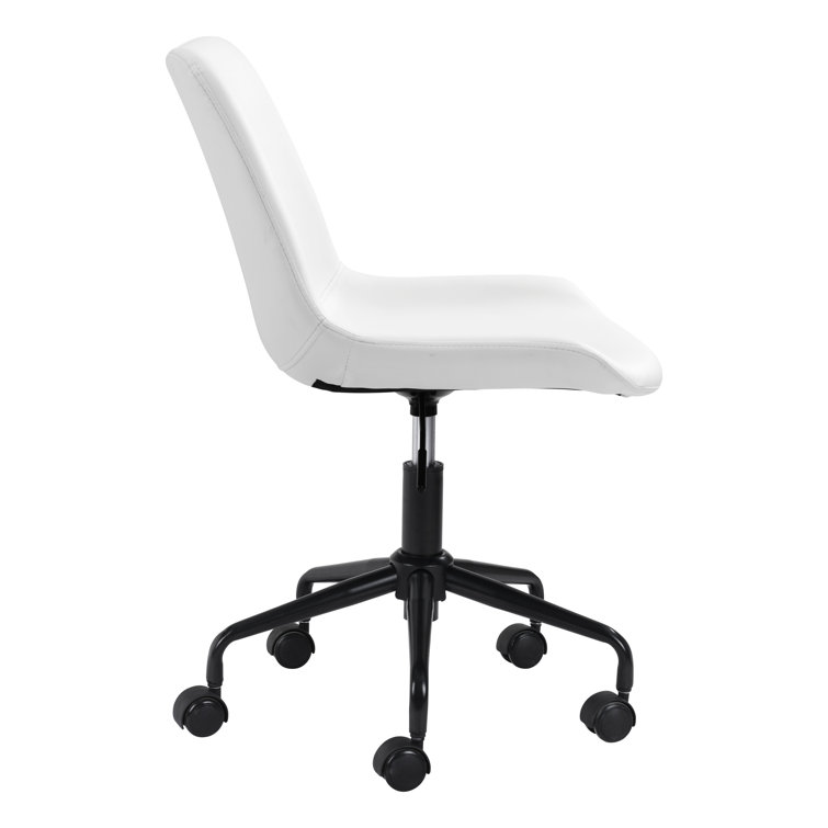 White Matte Metal Curved Office Desk Chair