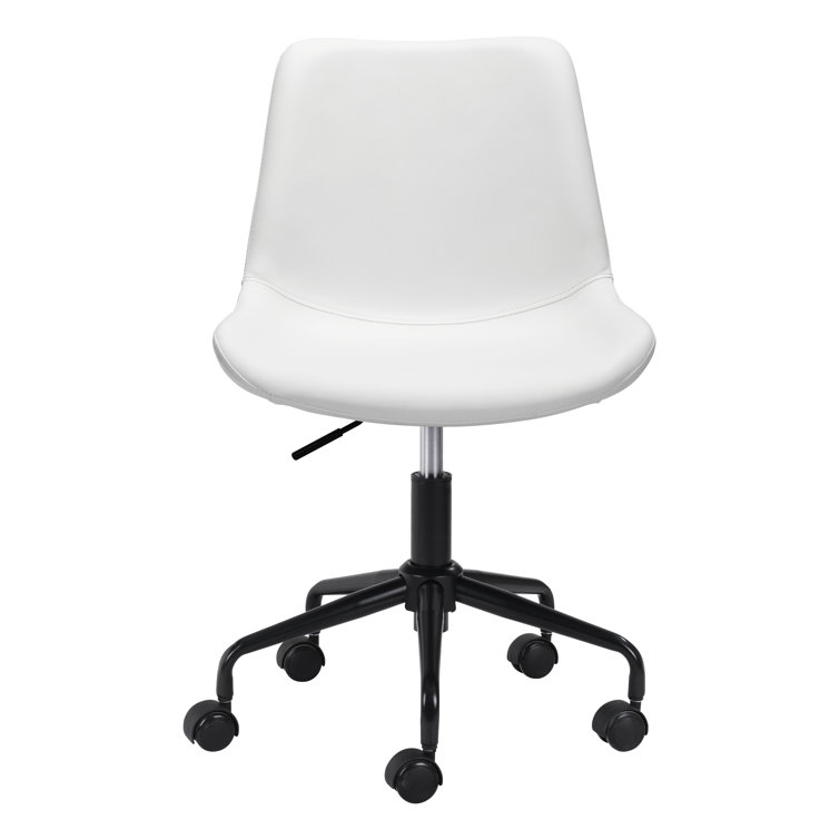 White Matte Metal Curved Office Desk Chair