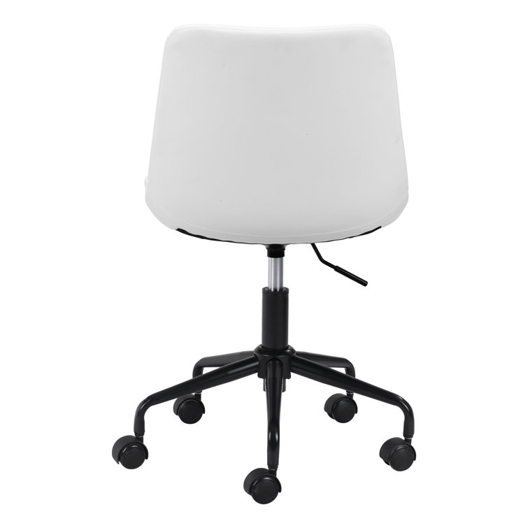White Matte Metal Curved Office Desk Chair