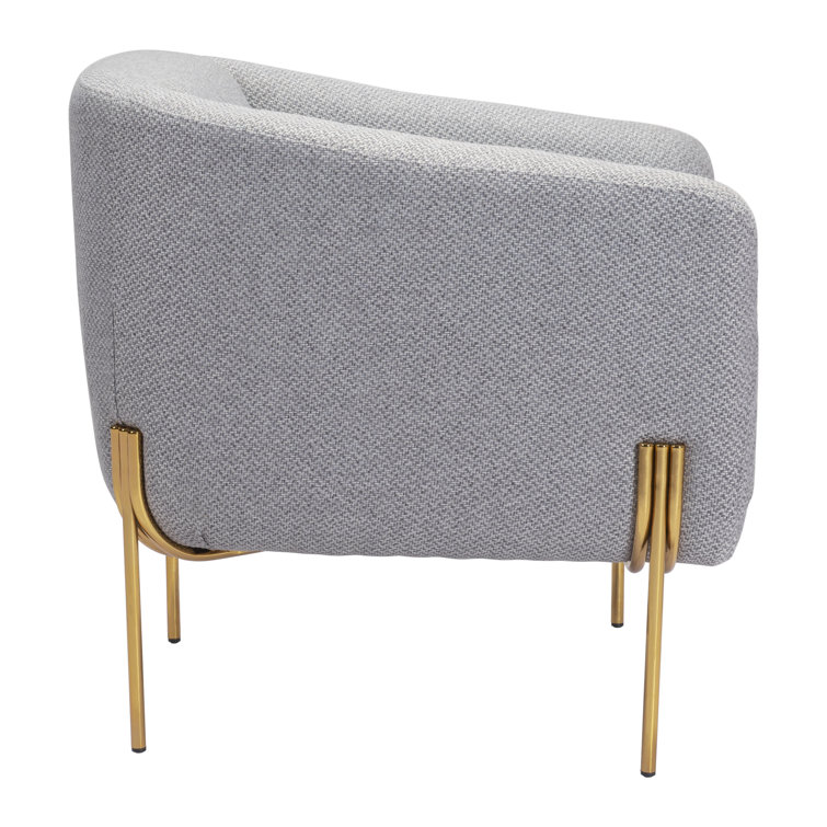 Gray and Gold Curved Modern Accent Chair