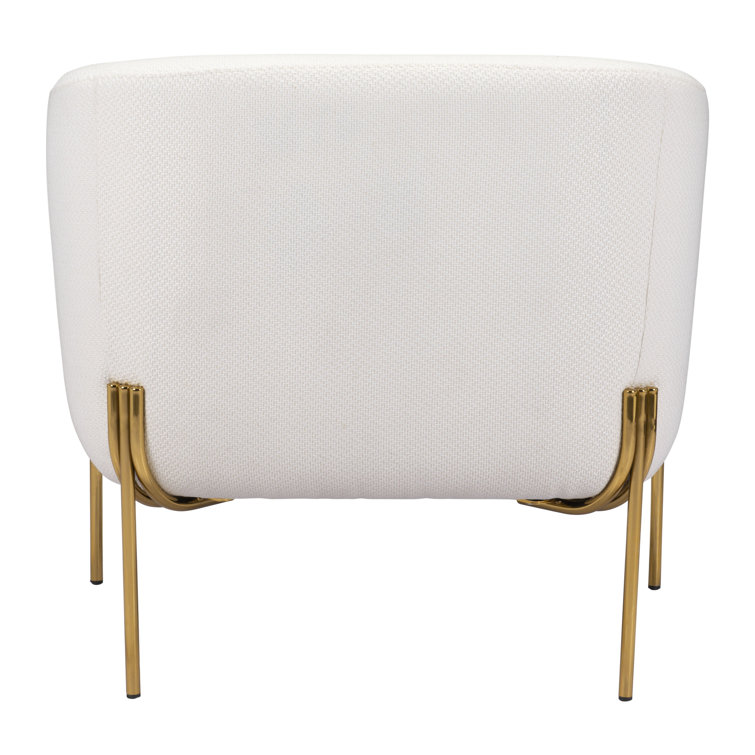 Ivory Elegance 31" Modern Metal Arm Chair with Gold Frame