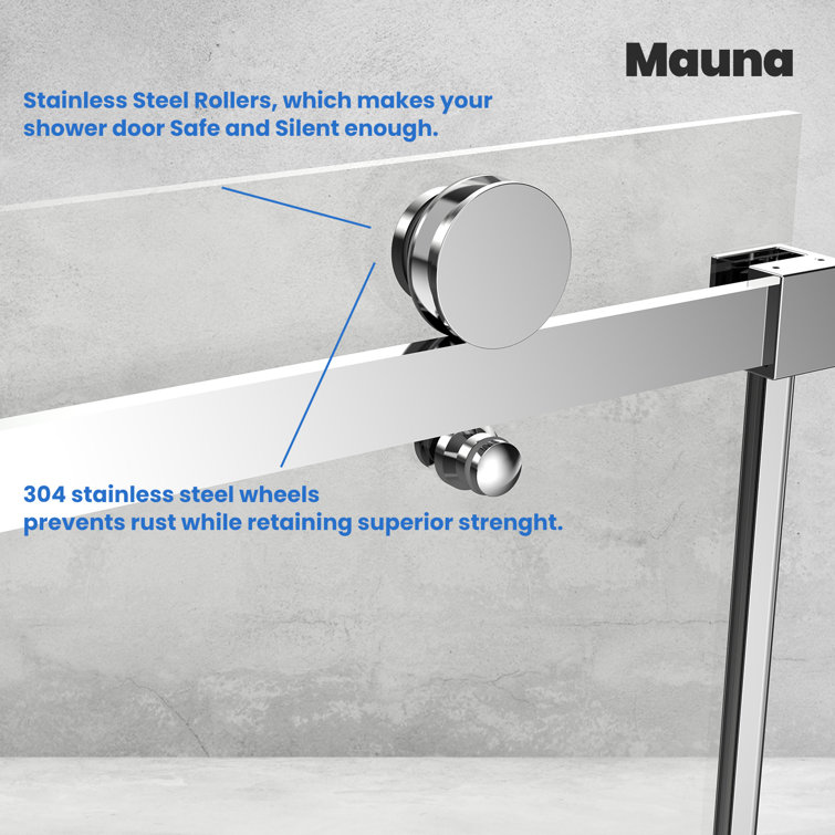 Oceanus 55''-59'' Frameless Clear Tempered Glass Shower Door