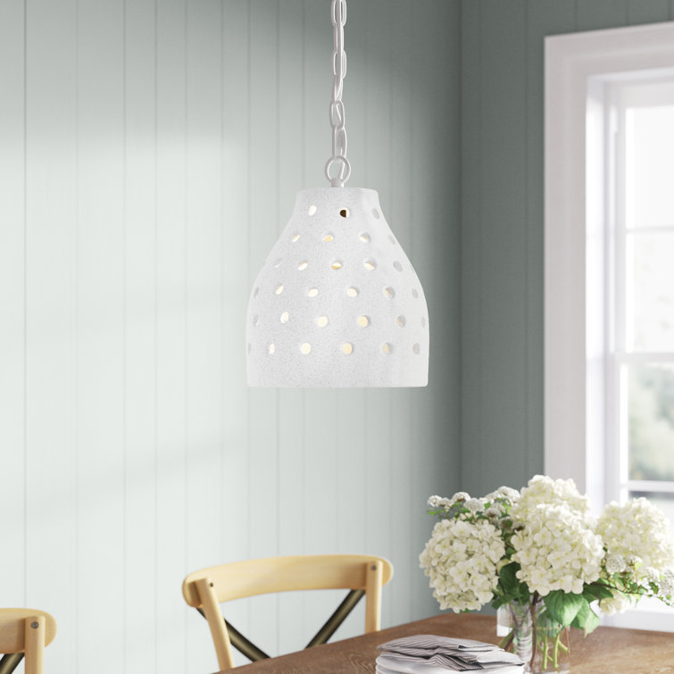 Coastal Charm Textured Matte White Ceramic Pendant Light