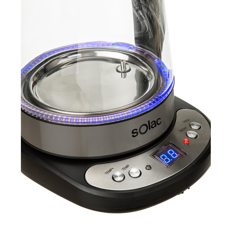Solac Aroa 1.7 Quarts Glass and Stainless Steel Electric Kettle