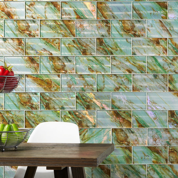 Astral Glass Emerald Polished Rectangular Wall Tile