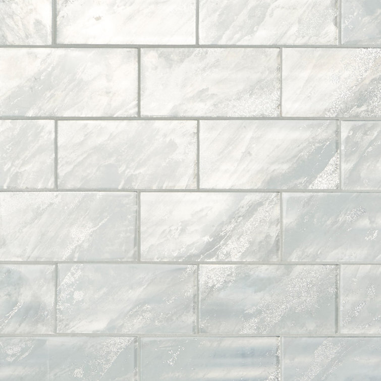Astral Polished White Glass Rectangular Wall Tile