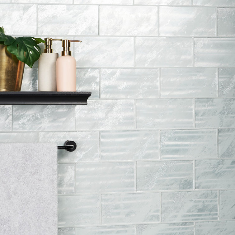 Astral Polished White Glass Rectangular Wall Tile