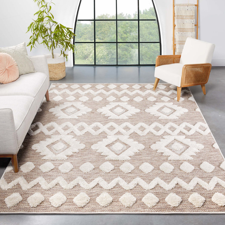 Bellagio Beige Tribal High-Low Flat-Weave Rug 5' x 7'