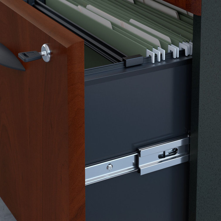 Hansen Cherry L-Shape Executive Desk with Mobile File Cabinet