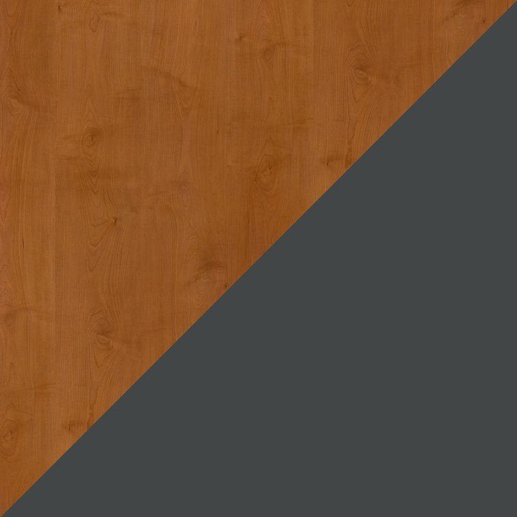 Natural Cherry & Slate Corner Computer Desk with Filing Cabinet