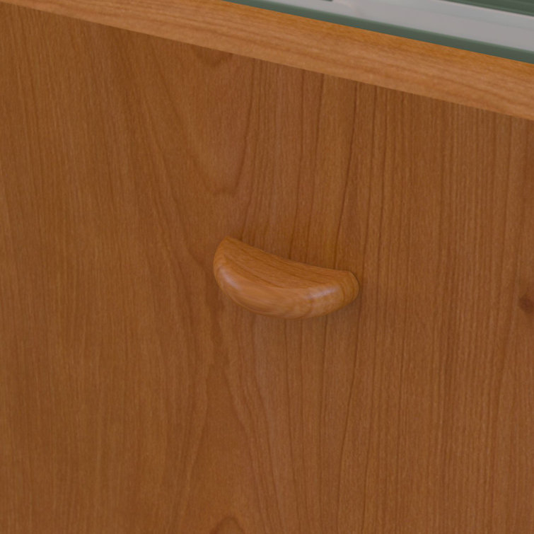 Natural Cherry & Slate Corner Computer Desk with Filing Cabinet