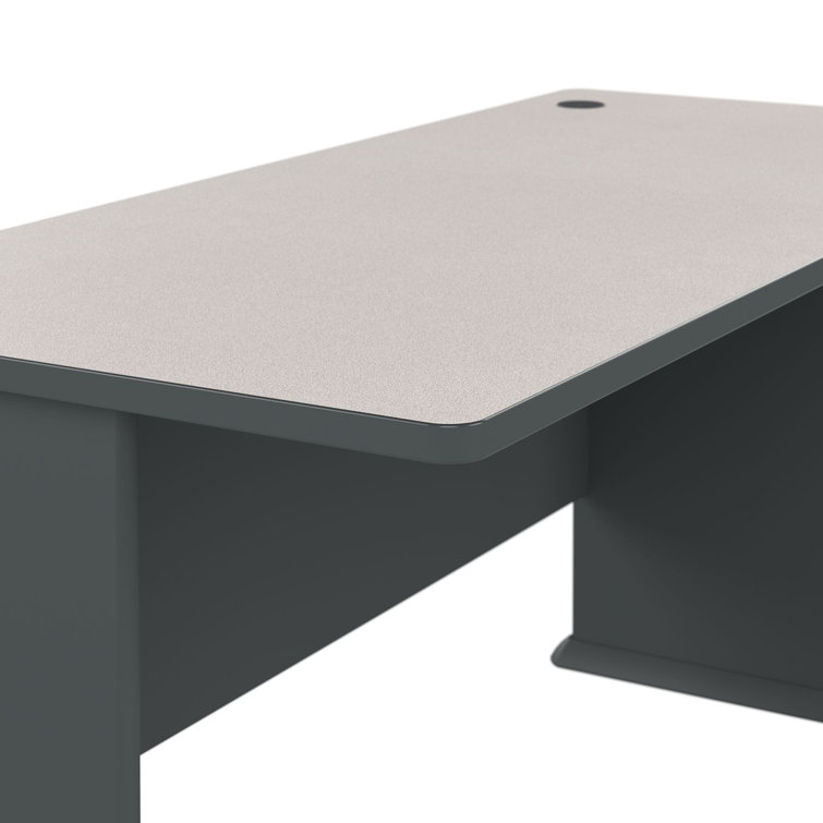 Slate and White Compact Office Desk with Drawer and Filing Cabinet