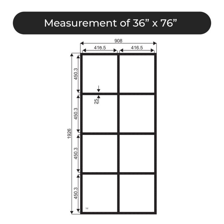 Madeira 36'' x 76'' Black Aluminum Framed Shower Screen
