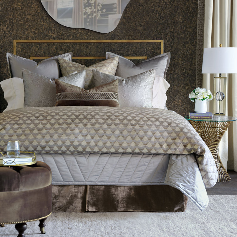 Silvio Full Gray and Cream Geometric Duvet Cover Set