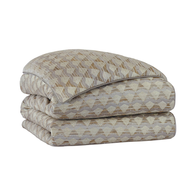 Silvio Full Gray and Cream Geometric Duvet Cover Set