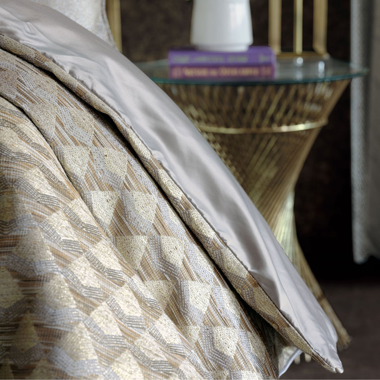 Silvio Full Gray and Cream Geometric Duvet Cover Set